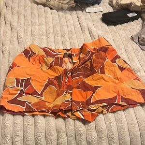 Colorful Leaf Print Shorts